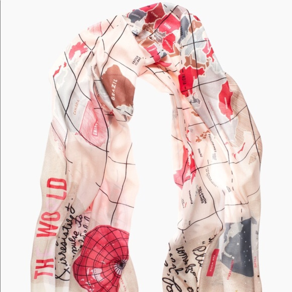 Kate Spade World Map Gauzy Scarf